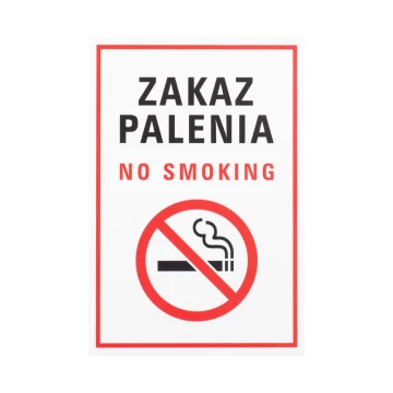 Biała tabliczka zakaz palenia - nadruk UV - wym. 150x220mm - Z018