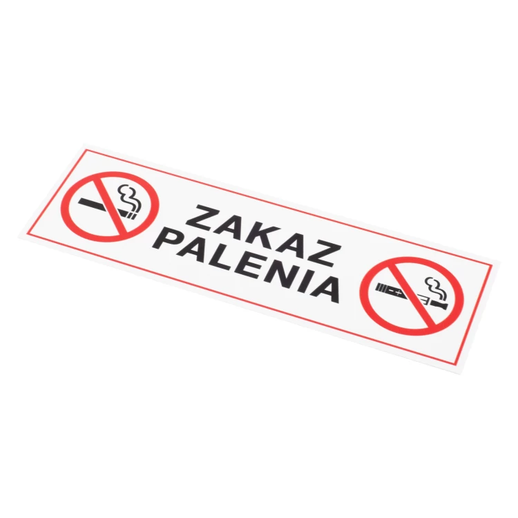 Biała tabliczka zakaz palenia - nadruk UV - wym. 200x65mm - Z021