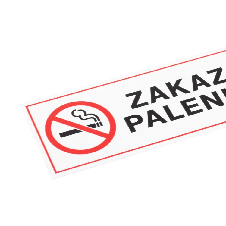 Biała tabliczka zakaz palenia - nadruk UV - wym. 200x65mm - Z021
