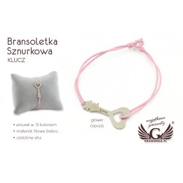 Bransoletka sznurkowa KLUCZ - Nowe Srebro - BNS008