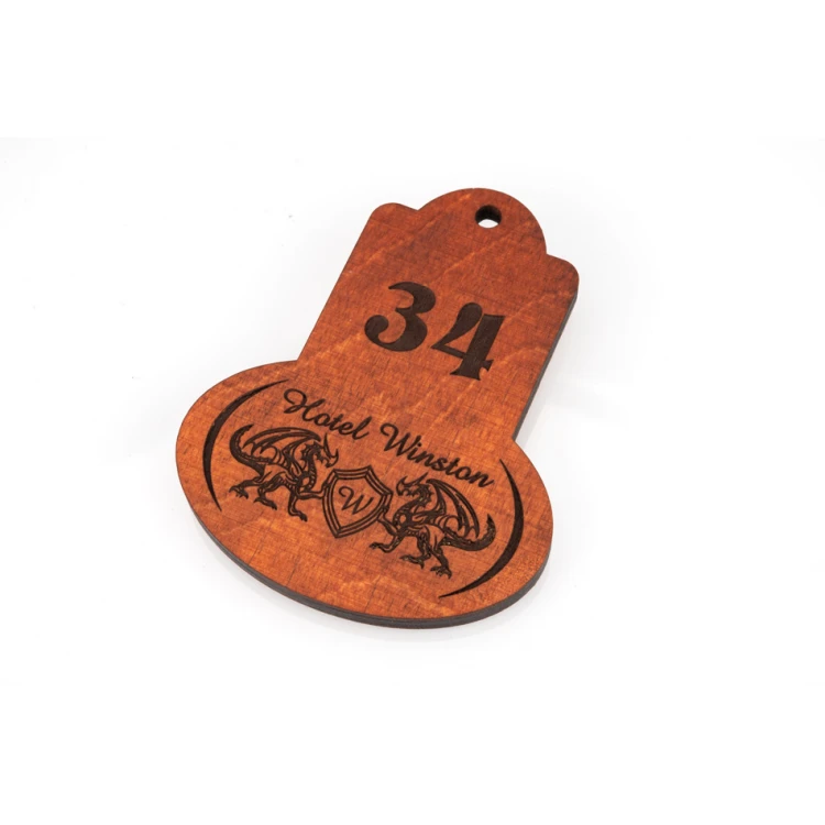 Brelok drewniany - Retro 1 kolor oranż wym. 95x75mm - BD045