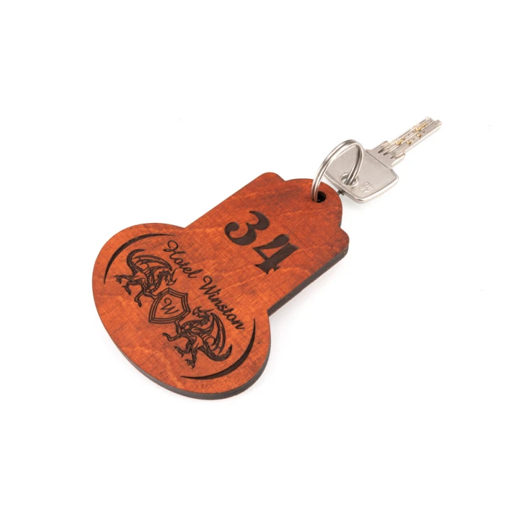 Brelok drewniany - Retro 1 kolor oranż wym. 95x75mm - BD045