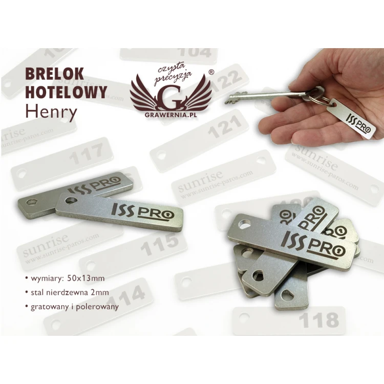 Brelok hotelowy - HENRY Stal gr. 2mm - BM016