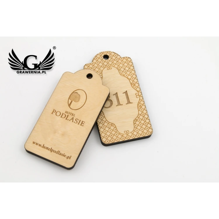 Brelok hotelowy z drewna - kolor naturalny - VINTAGE