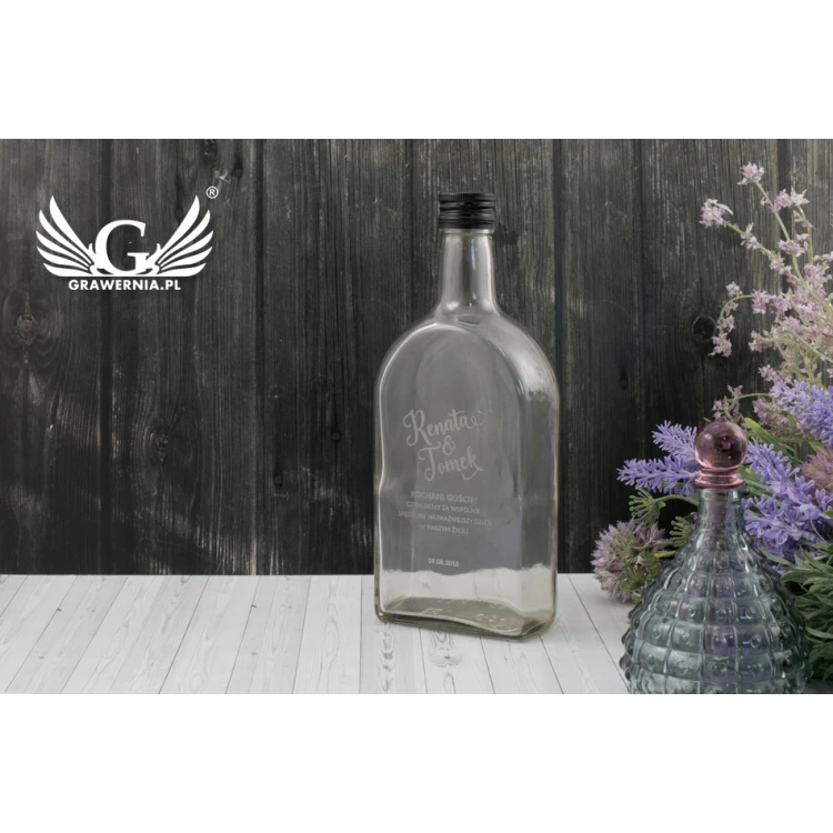 Butelka weselna na alkohol - grawerowana laserem - pojemność 500ml - BUT005