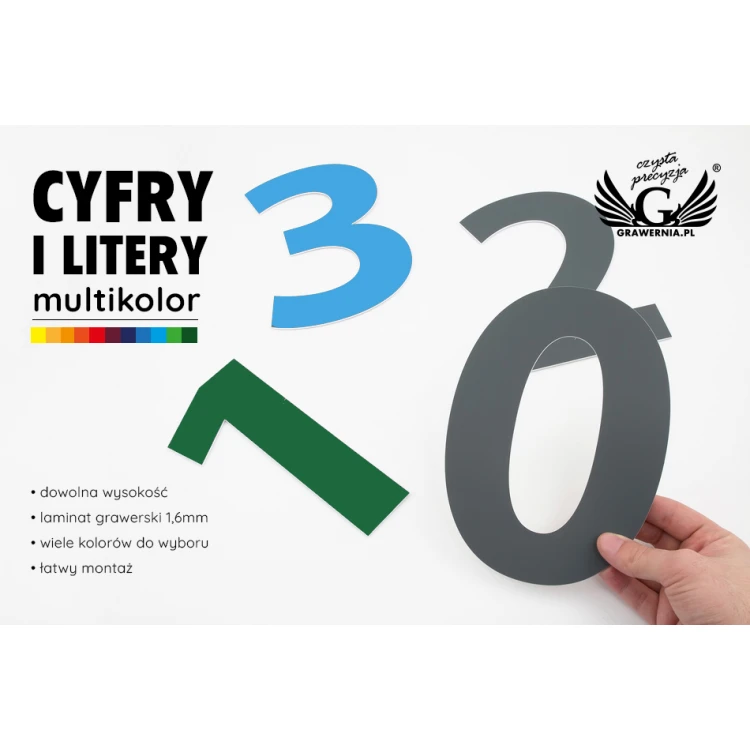 Cyfry i litery wycinane laserem - multikolor - CL008
