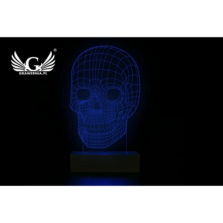 Czaszka - Lampa 3D LED RGB sterowana z pilota - L3D016
