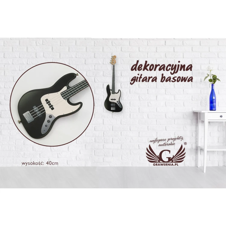 Dekoracyjna gitara basowa - kolorowy druk UV - DEK002