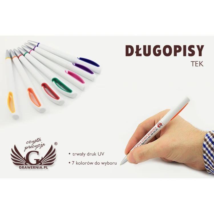 Długopisy plastikowe TEK - druk UV - DP010