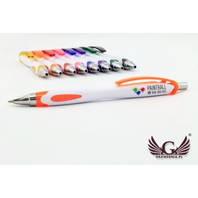 Długopisy plastikowe VIKI WHITE - druk UV - DP011
