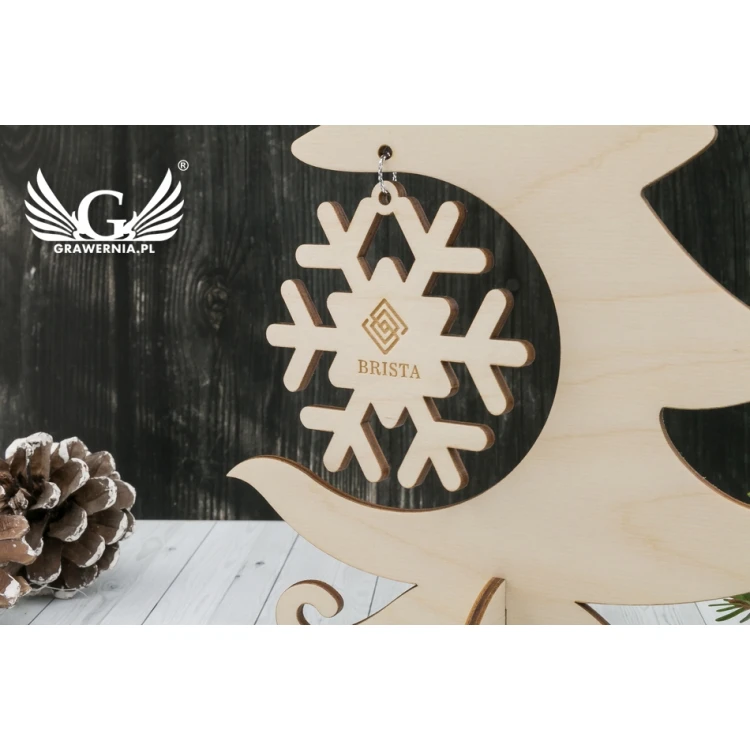 Drewniana choinka z dowolnym grawerem - wys. 19,8cm - DEK012