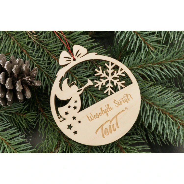 Drewniane bombki choinkowe - wym. 80x93mm - dowolny grawer - BDR018