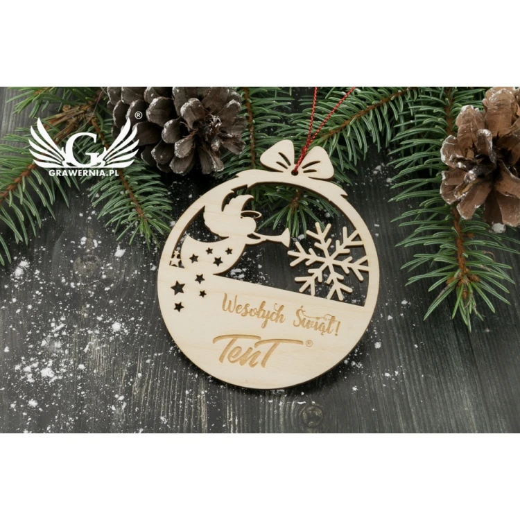 Drewniane bombki choinkowe - wym. 80x93mm - dowolny grawer - BDR018