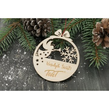 Drewniane bombki choinkowe - wym. 80x93mm - dowolny grawer - BDR018