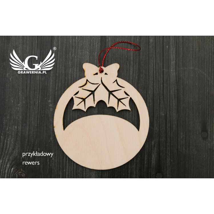Drewniane bombki z wizerunkiem Świętej Rodziny - wym. 80x93mm - dowolny grawer - BDR009