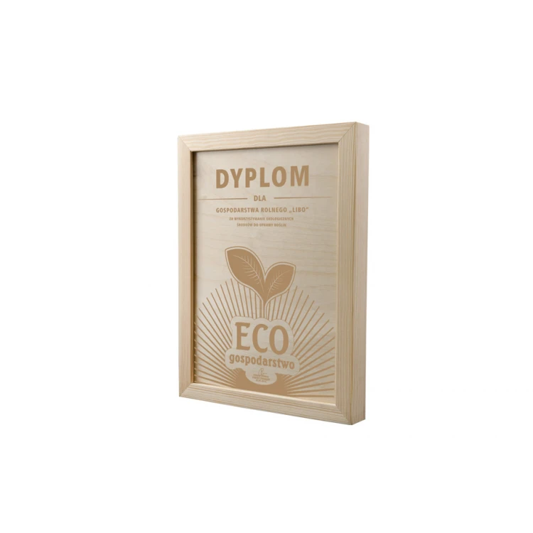 Dyplom EKO w drewnianej ramie - A4 - grawerowany laserem - NAT015