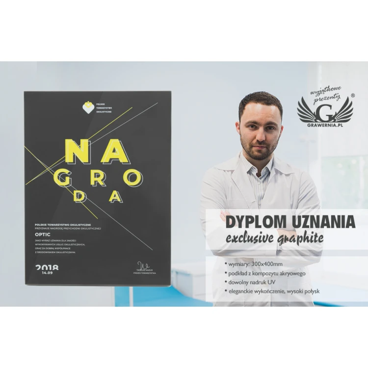 Dyplom uznania exclusive graphite - wymiary: 400x300mm - DUV031