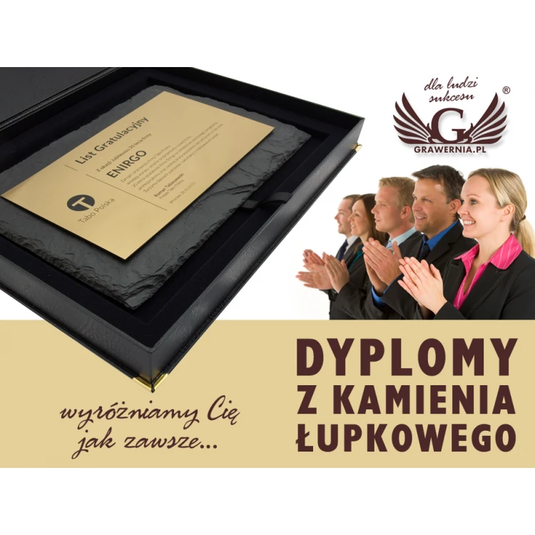 Dyplom z kamienia łupkowego - DK001 - poziomy