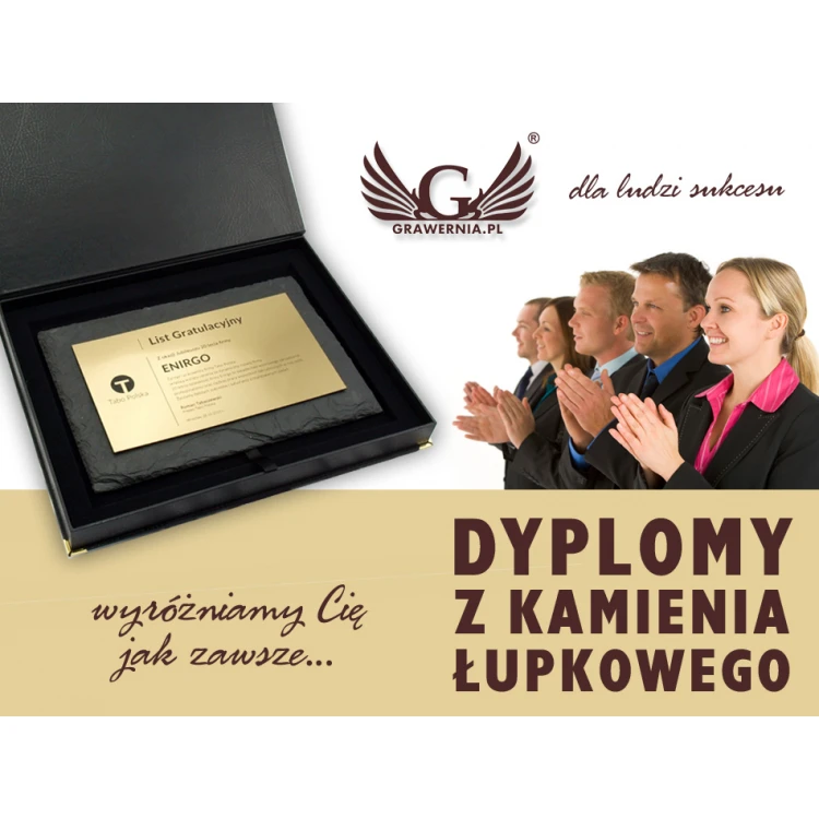 Dyplom z kamienia łupkowego - DK001 - poziomy