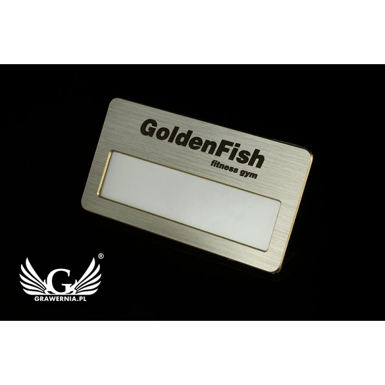  Ekskluzywny identyfikator z okienkiem - 68x36mm - ID046 - mosiądz srebrzony
