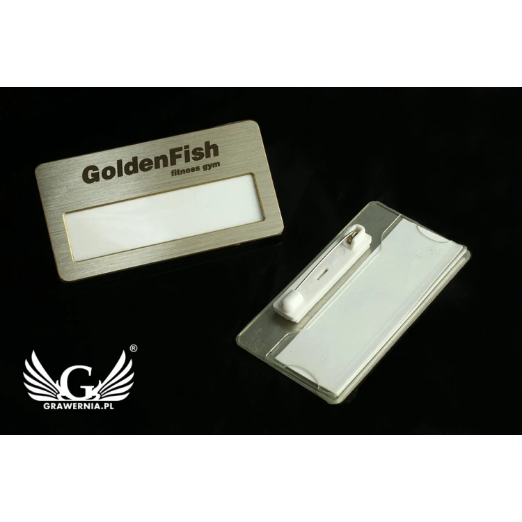  Ekskluzywny identyfikator z okienkiem - 68x36mm - ID046 - mosiądz srebrzony