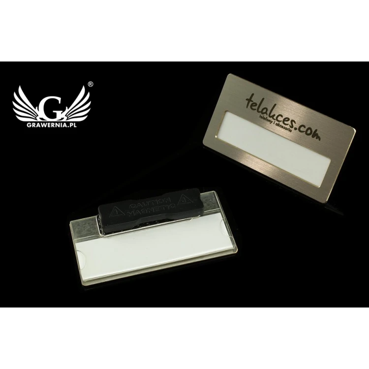  Ekskluzywny identyfikator z okienkiem - 68x36mm - ID046 - mosiądz srebrzony