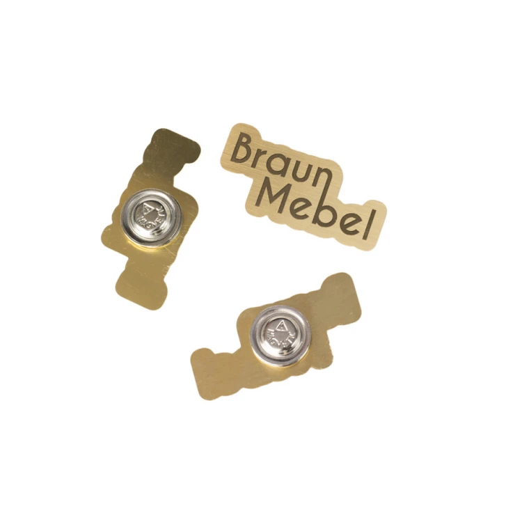 Ekskluzywny identyfikator z logotypem - 50x30mm - mosiądz szczotkowany - ID104 