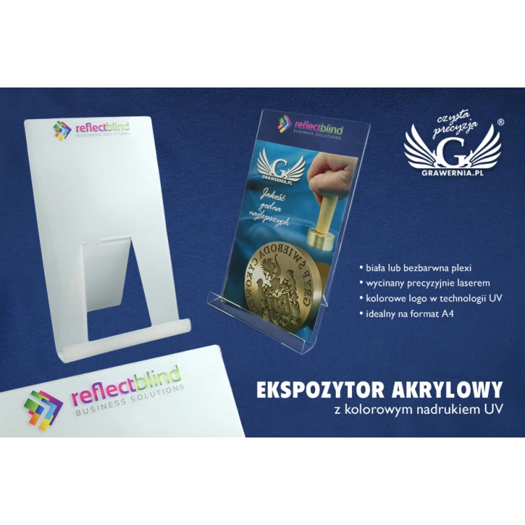 Ekspozytor akrylowy - format A4 - logo nadruk UV - model K005 