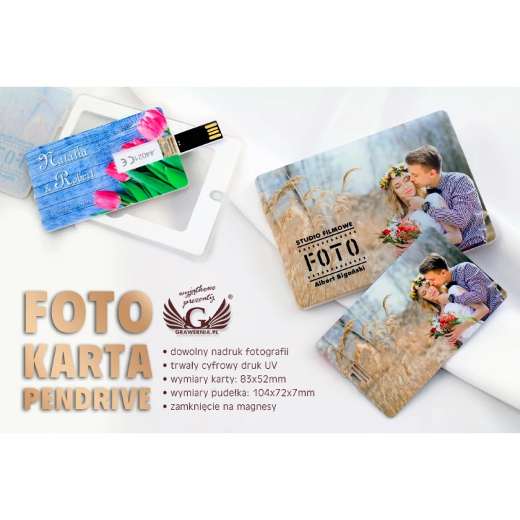 Foto Karta Pendrive 8, 16 lub 32GB USB 2.0 - druk UV