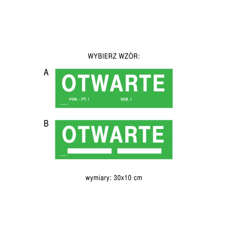 Godziny otwarcia - tabliczka do sklepu wym. 300x100mm - PVC - kolorowy druk UV - TAB197