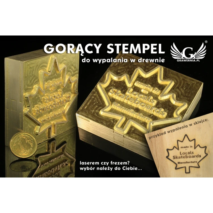 Gorący stempel do wyciskania logotypu na gorąco i zimno - wymiary matrycy: 52x51mm - CNC
