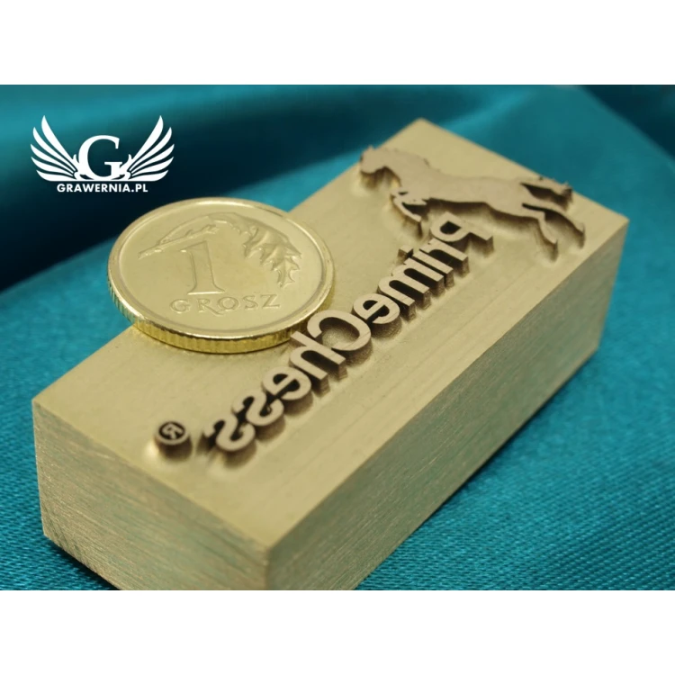HOTSTAMP - Matryca / Pieczęć do wyciskania logotypu w drewnie na gorąco - wymiary matrycy: 43x19mm