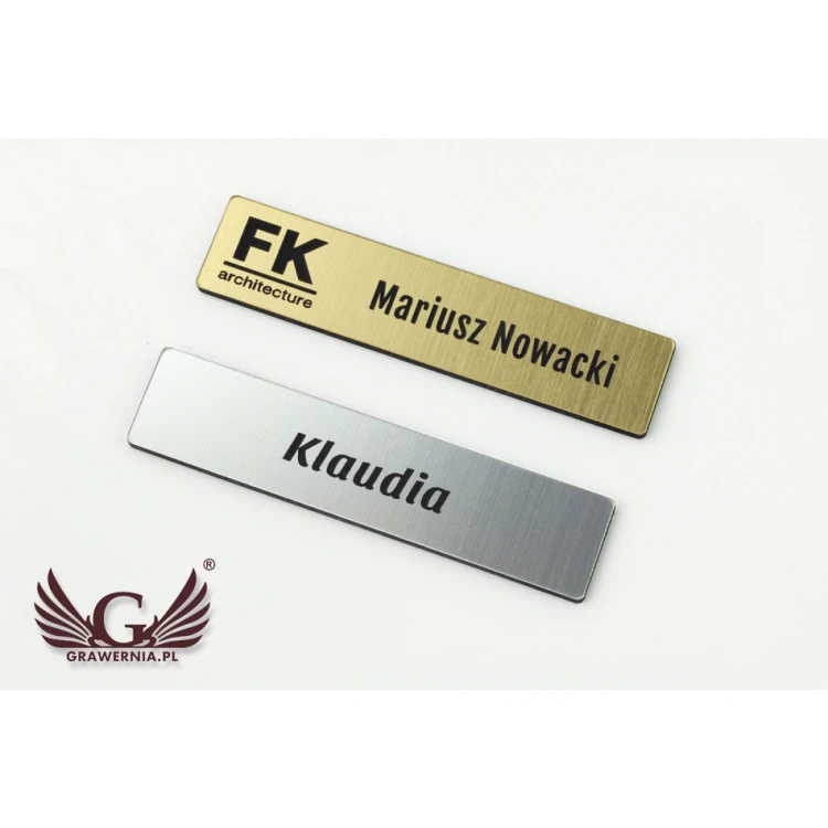 Identyfikator - slim kolor złoty lub srebrny - 70x15mm - ID054