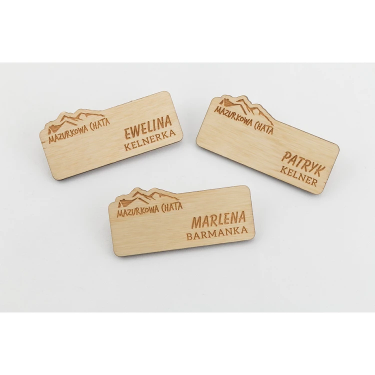 Identyfikator dla pracownika - 65x30mm - ID047 - drewno