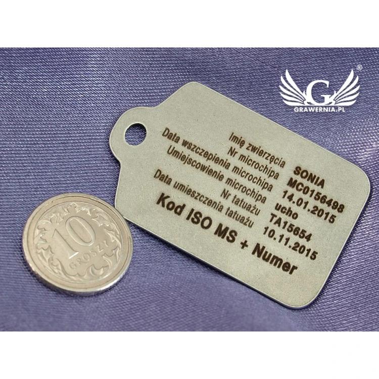 Identyfikator dla psa - PASZPORT MINI P1 - metal dwustronnie grawerowany