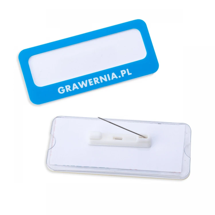 Identyfikator z okienkiem - tworzywo HIPS z nadrukiem UV - wym. 80x35mm - ID137