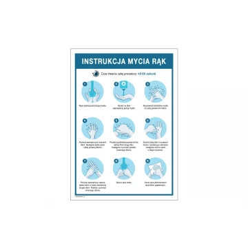 Instrukcja mycia rąk - tabliczka informacyjna wym. 245x345mm - PVC - kolorowy druk UV - BHP145