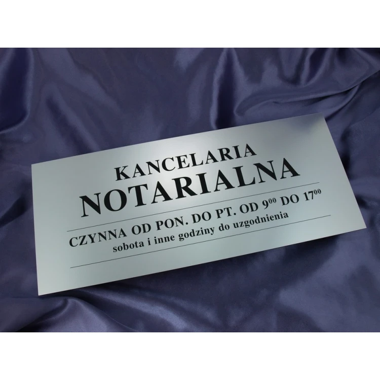 Kancelaria czynna - godziny otwarcia - SZ032 - srebrny - wym. 50x21cm