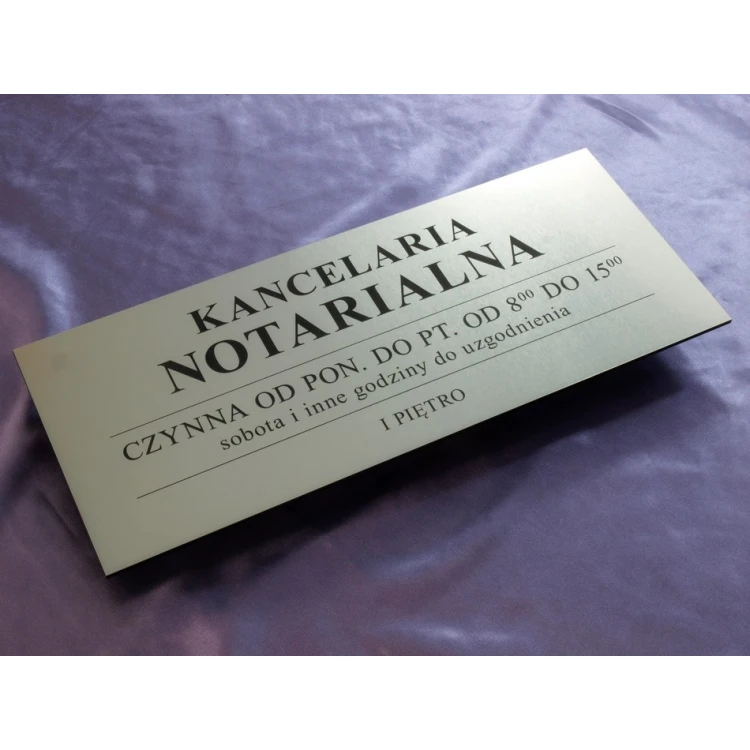 Kancelaria czynna - godziny otwarcia - SZ032 - srebrny - wym. 50x21cm