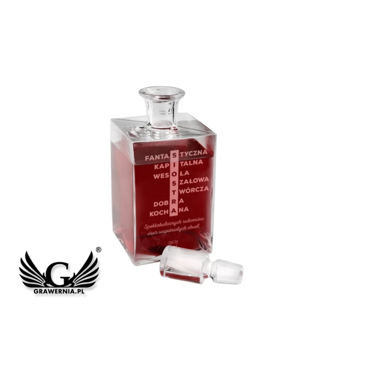 Karafka z grawerem do nalewek lub whisky - CAMEL - Prezent dla siostry - KAR033