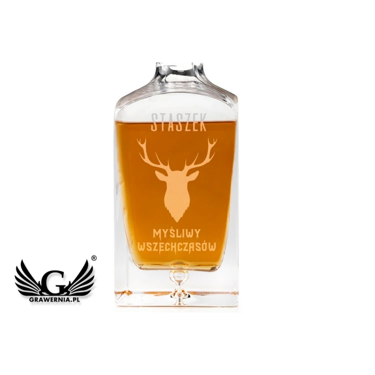 Karafka z grawerem do whisky lub nalewek - LAMBERT - Prezent dla myśliwego - KAR023
