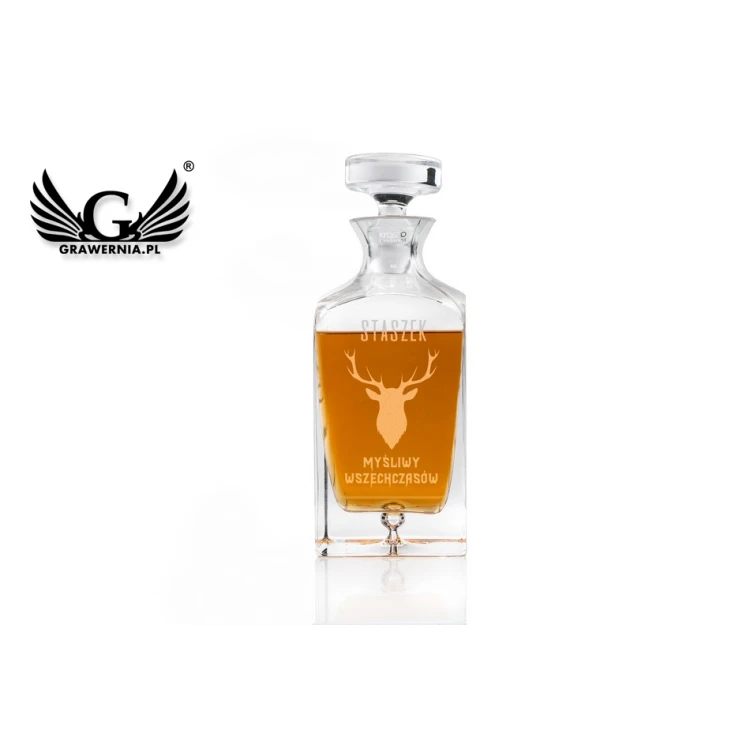Karafka z grawerem do whisky lub nalewek - LAMBERT - Prezent dla myśliwego - KAR023