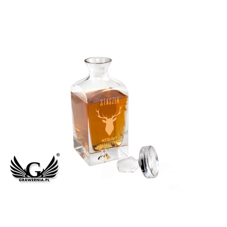 Karafka z grawerem do whisky lub nalewek - LAMBERT - Prezent dla myśliwego - KAR023
