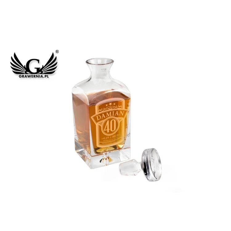 Karafka z grawerem do whisky lub nalewek - LAMBERT - Prezent urodzinowy - KAR025