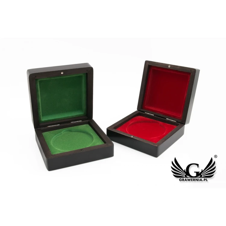 Kasetka etui drewniane na medal o średnicy 70mm - kolor wenge - KAS13