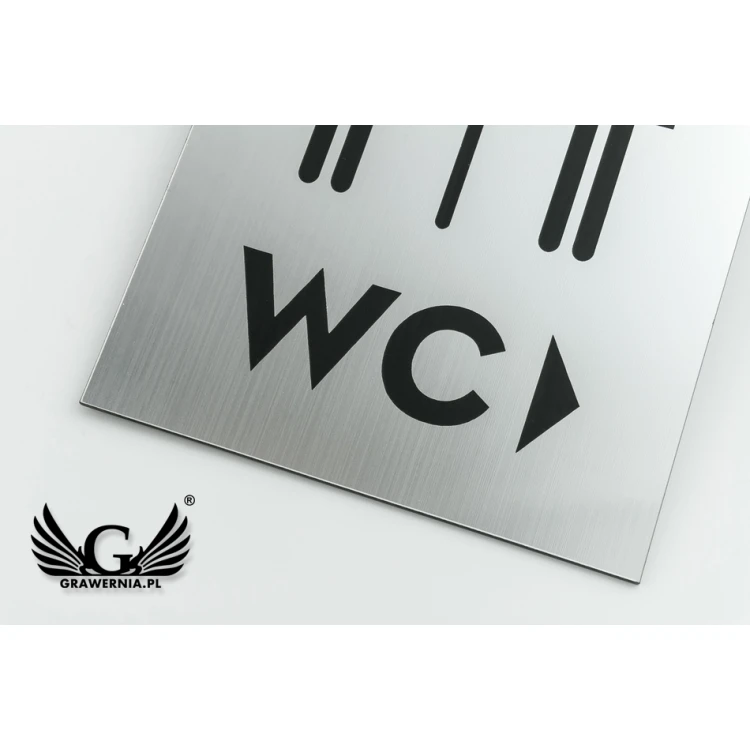 Tabliczki kierunkowe na ścianę - toalety - srebrny lub złoty laminat - wym. 100x140mm - TT020