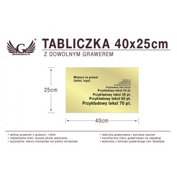 Tabliczka 40x25cm dowolny grawer laserem