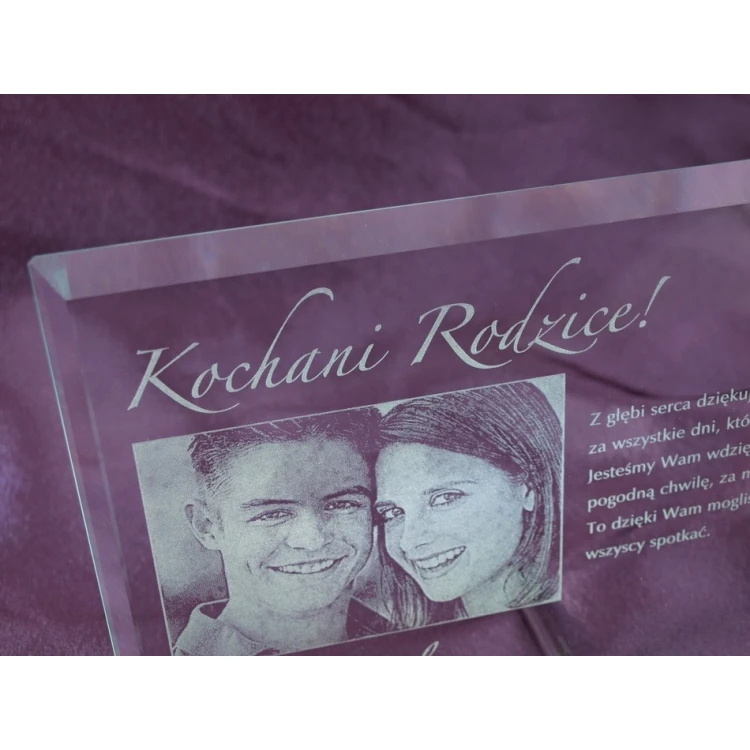 Ramka szklana z fotografią 16x25cm - POZIOMA - podziękowanie dla rodziców - rocznica ślubu