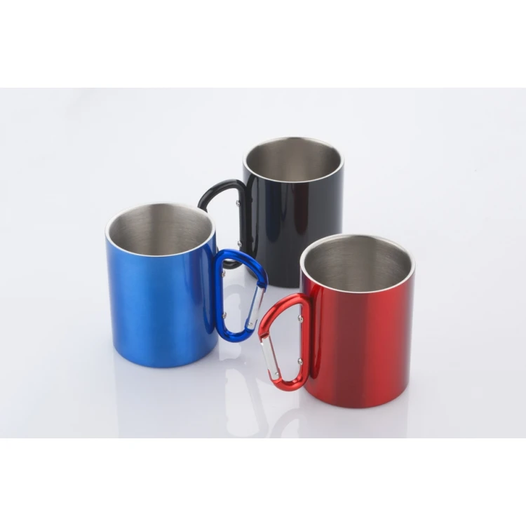 Kubek stalowy z karabińczykiem z grawerem  - CAMP - poj. 280 ml - 3 kolory do wyboru 