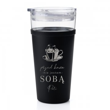Kubek szklany Morea - 428ml - Przed kawą nie jestem sobą - KUB044